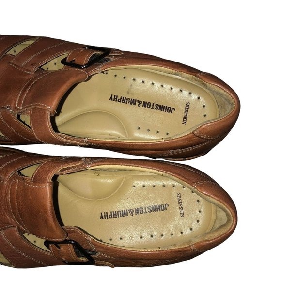 Johnston & Murphy Fisherman Sandal Shoes Mens 12M Used Brown Leather 20 5880 - Picture 8 of 16